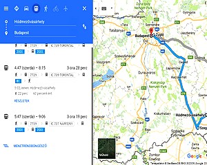 Google Térkép mint vasúti menetrend